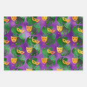 LILA GOLD MARDI GRAS MASKS FEATHERS GESCHENKPAPIER SET (Vorderseite)
