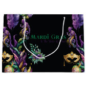 LILA GOLD MARDI GRAS MASKS FEATHERS GROßE GESCHENKTÜTE (Vorderseite)