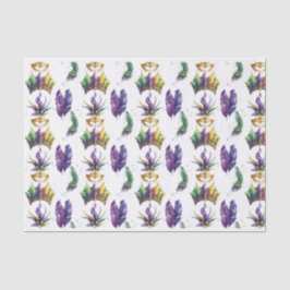 LILA GOLD MARDI GRAS MASKS FEATHERS SEIDENPAPIER