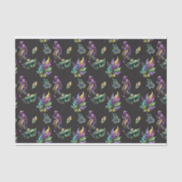 LILA GOLD MARDI GRAS MASKS FEATHERS SEIDENPAPIER