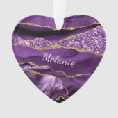 Lila Gold Marmor Weihnachtsgeschmack Individuelle Ornament (Rückseite)