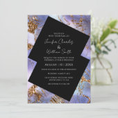 Lila Gold marmoriert modern Einladung (Stehend Vorderseite)