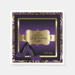 Lila & Gold Metallic - 50. Geburtstag | DIY Text Serviette