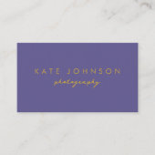 Lila Gold Modernes Script QR Code Social Media B Visitenkarte (Vorderseite)