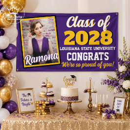 Lila & Gold Monogram & Foto Abschluss Banner