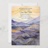 Lila Gold Mountain Wedding Foto Rett Save The Date (Vorderseite)