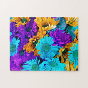 Lila Gold N Türkisblaue Gänseblümchen Puzzle