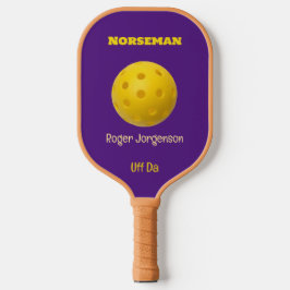 Lila Gold Norseman Custom Uff Da Pickleball Schläger