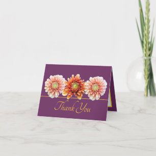 Lila Gold Orange Dahlia Chic Bouquet Vielen Dank Karte