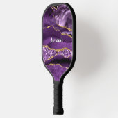 Lila Gold Pickleball Paddel mit Individuelle Name Schläger (Links)