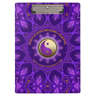 Lila Gold Pink Energy Healing Mandala Klemmbrett