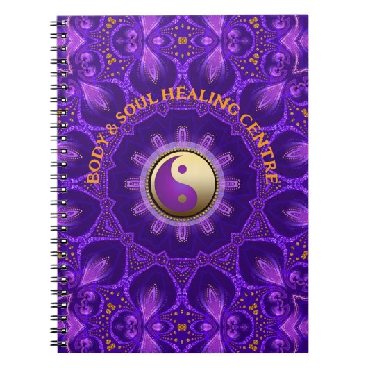 Lila Gold Pink Energy Healing Mandala Notizblock (Vorderseite)