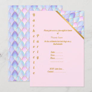 LILA GOLD PINK MERMAID PARTY BACHELORETTE 2 EINLADUNG