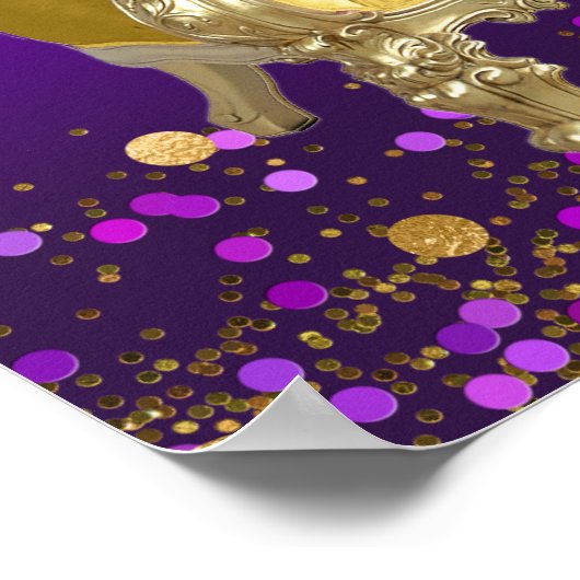 Lila Gold Princess Baby Dusche Begrüßungszeichen Poster (Ecke)