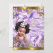 Lila Gold Princess Baby Dusche Ethnic Girl Einladung (Vorderseite)