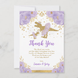 Lila Gold Princess Dinosaur Tutu Tiara Baby Girl Dankeskarte