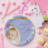 Lila Gold Princess Foto Geburtstag Pappteller (Party)