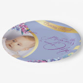 Lila Gold Princess Foto Geburtstag Pappteller (Schrägansicht)