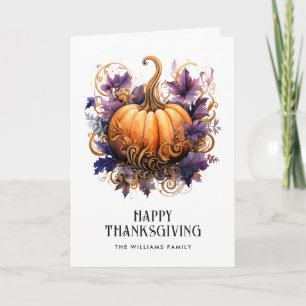 Lila Gold Pumpkin Foto glücklich Thanksgiving Karte