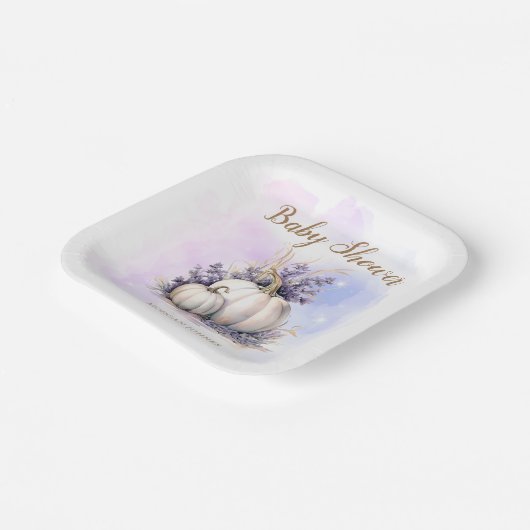 Lila Gold Pumpkin Herbst Kinderdusche Pappteller (Gewinkelt)