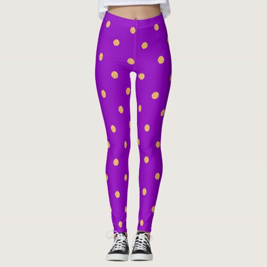 Lila Gold Punkte Leggings (Vorderseite)