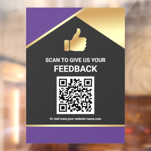 Lila Gold QR-Code Kundenfeedback Bewertung Fensteraufkleber (Blatt 2)