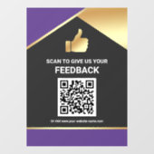 Lila Gold QR-Code Kundenfeedback Bewertung Fensteraufkleber (Blatt)