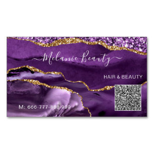 Lila Gold QR Code Magnet Geschäftskarten Vorlage