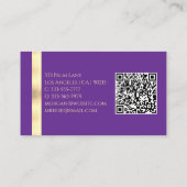 Lila & Gold, QR-Code und Monogramm generieren Visitenkarte (Rückseite)