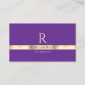 Lila & Gold, QR-Code und Monogramm generieren Visitenkarte (Vorderseite)