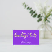 Lila Gold Quality Nails Script QR-Logo Visitenkarte (Stehend Vorderseite)
