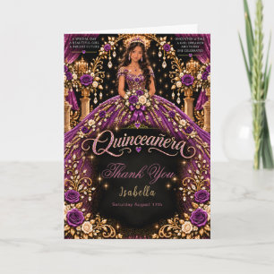 Lila Gold Quinceañera-Feier Dankeskarte