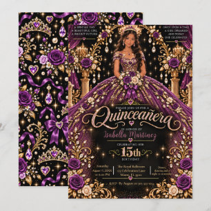 Lila Gold Quinceañera-Feier Einladung