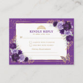 Lila Gold Quinceanera Mis Quince 15 Anos UAWG Begleitkarte (Vorderseite)