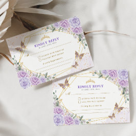 Lila Gold Quinceanera Mis Quince 15 Anos UAWG Begleitkarte