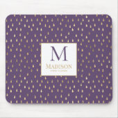 Lila Gold Raindrop Modernes Trendmonogramm Mousepad (Vorne)