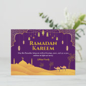 Lila & Gold Ramadan Mubarak Grußkarte Feiertagskarte (Stehend Vorderseite)