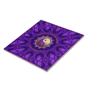 Lila Gold Rosa Energie-Heilungs-Mandala Fliese