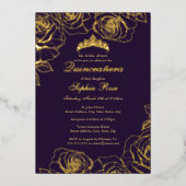 Lila Gold Rose Garden Quinceanera Folieneinladung (Vorderseite)