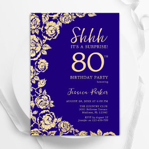 Lila Gold Rose Überraschung 80. Geburtstag Einladung