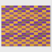 Lila Gold Royal African Kente Wrapping Paper Geschenkpapier (Flach)
