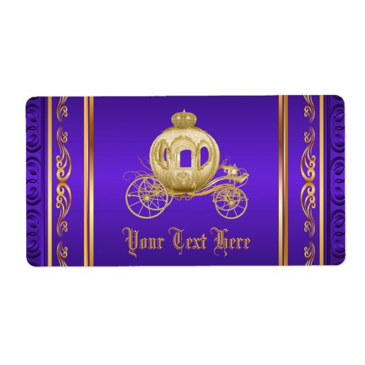 Lila Gold Royal Carriage Water Bottle Labels (Vorne)
