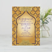 Lila Gold Royal Indian Arabian Verlobung Dusche Einladung (Stehend Vorderseite)