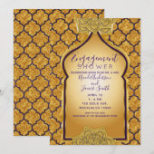 Lila Gold Royal Indian Arabian Verlobung Dusche Einladung (Vorne/Hinten)