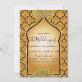 Lila Gold Royal Indian Theme Wedding Einladung (Vorderseite)