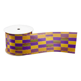 Lila Gold Royal K88 African Kente 3 inch Ribbon Satinband