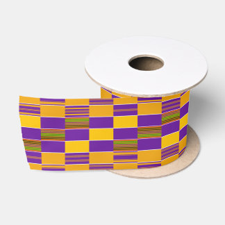 Lila Gold Royal K88 African Kente 3 inch Ribbon Satinband