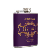 Lila Gold Royal Wappen Frame Trauzeuge Gefallen Flachmann (Rechts)