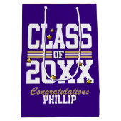 Lila|Gold Schließ Class Jahr Mittlere Geschenktüte (Rückseite)