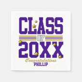 Lila|Gold Schließ Class Jahr Serviette (Vorderseite)